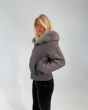 FUR ZIP JACKET GREY
