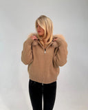 FUR ZIP JACKET BROWN