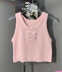 MIU MIU CROPPED SILVER LETTERS TOP