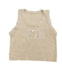 MIU MIU CROPPED SILVER LETTERS TOP